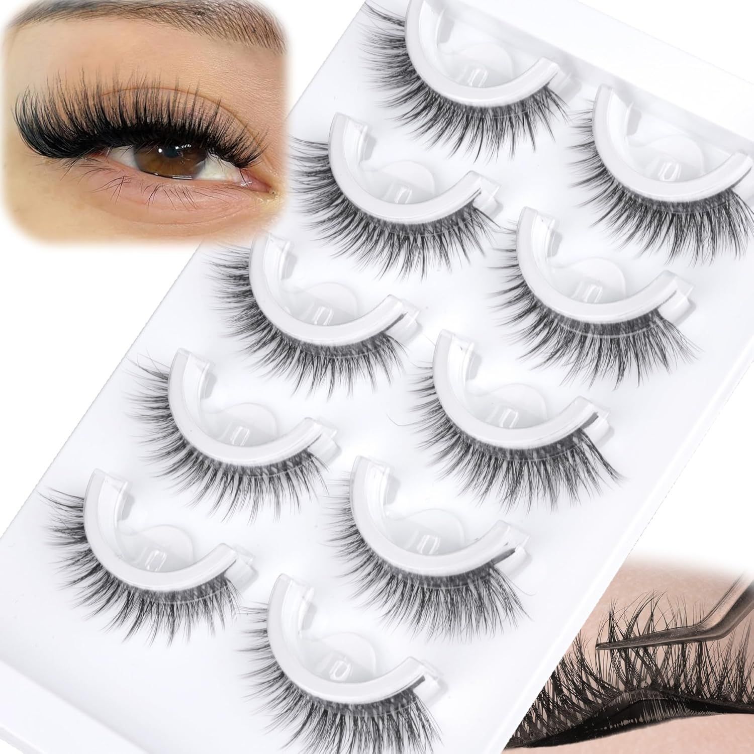 Eyelash Extension Japanese - 5 Pairs Pre glued half lashes
